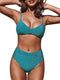 Dames Hoge Taille Bikini in Glanzend Blauw - Stijlvol & Comfortabel, Maat L