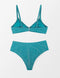 Dames Hoge Taille Bikini in Glanzend Blauw - Stijlvol & Comfortabel, Maat L