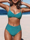Dames Hoge Taille Bikini in Glanzend Blauw - Stijlvol & Comfortabel, Maat L