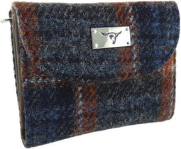 Dames Portemonnee Jura Grijs en Roestbruin-rode ruit (Grey and Rust check) - Harris Tweed - Glen Appin of Scotland