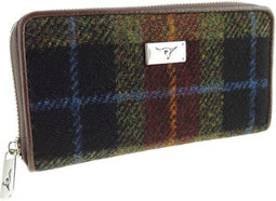 Dames Portemonnee Staffa Bruin (Rust) - Harris Tweed - muntvak met rits - Glen Appin of Scotland