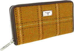 Dames Portemonnee Staffa Mosterd Geel (English Mustard) -Harris Tweed - muntvak met rits - Glen Appin of Scotland