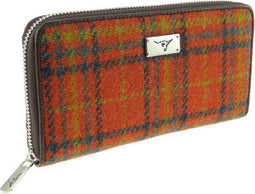 Dames Portemonnee Staffa Oranje - Harris Tweed - muntvak met rits - Glen Appin of Scotland