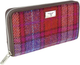 Dames Portemonnee Staffa Oranje Paars Tartan - Harris Tweed - muntvak met rits - Glen Appin of Scotland