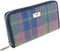 Dames Portemonnee Staffa Zacht Blauw met Roze - Harris Tweed - muntvak met rits - Glen Appin of Scotland