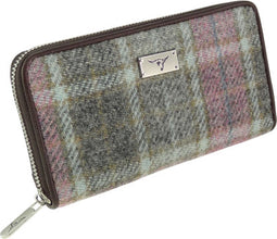 Dames Portemonnee Staffa Zacht Roze Buchanan - Harris Tweed - muntvak met rits - Glen Appin of Scotland