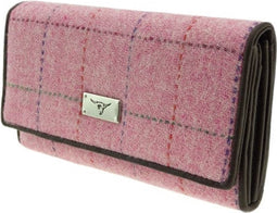 Dames Portemonnee Tiree Roze - Harris Tweed - Lang - Glen Appin of Scotland