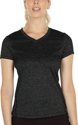 Dames sportshirt loopshirt V-hals ademend fitness yoga T-shirt gym bovenstuk korte mouwen