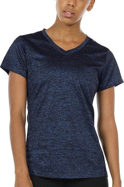 Dames sportshirt loopshirt V-hals ademend fitness yoga T-shirt gym bovenstuk korte mouwen