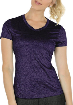 Dames sportshirt loopshirt V-hals ademend fitness yoga T-shirt gym bovenstuk korte mouwen