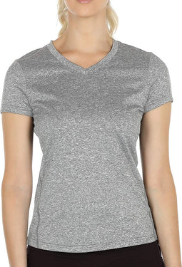 Dames sportshirt loopshirt V-hals ademend fitness yoga T-shirt gym bovenstuk korte mouwen