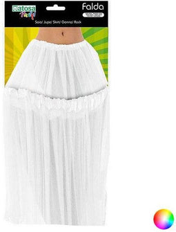 Dames verkleed rokje/tutu - tule stof met elastiek - wit - one size model - vanaf 16 jaar