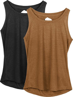 Dames Yoga Sport Tank Top Rugvrij Fitness Top Mouwloos Shirts 2 Pack