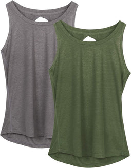 Dames Yoga Sport Tank Top Rugvrij Fitness Top Mouwloos Shirts 2 Pack