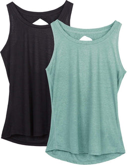 Dames Yoga Sport Tank Top Rugvrij Fitness Top Mouwloos Shirts 2 Pack