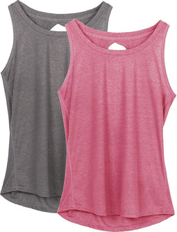 Dames Yoga Sport Tank Top Rugvrij Fitness Top Mouwloos Shirts 2 Pack