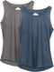 Dames Yoga Sport Tank Top Rugvrij Fitness Top Mouwloos Shirts 2 Pack
