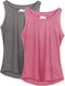 Dames Yoga Sport Tank Top Rugvrij Fitness Top Mouwloos Shirts 2 Pack
