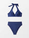Damesbikiniset XL | Tweedelige bikini | V-hals halter hoog getailleerd | Maat XL