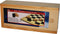 Damschijven 32 mm.in blank/zwart in houten kist