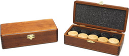 Damstenen blank/zwart in bruin houten klap-kist HOT Games