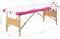 vidaXL - Massagetafel - inklapbaar - 3 - zones - hout - wit - en - roze