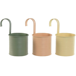 Grondlegger Home ESPRIT Geel Groen Amber Licht Roze Metaal 11,5 x 11,5 x 21 cm (3 Stuks)