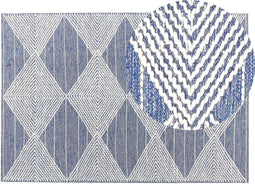 DATCA - Laagpolig vloerkleed - Blauw - 140 x 200 cm - Wol