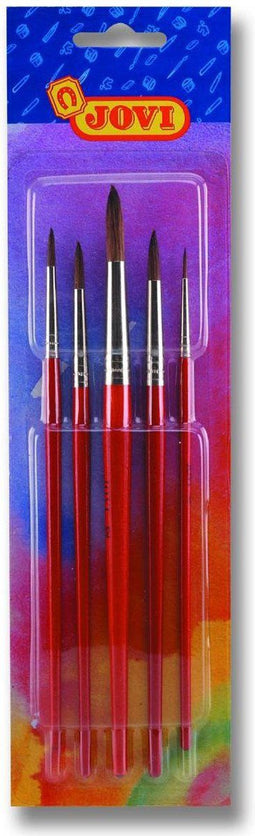 Set van 5x stuks hobby schilder penselen rond - Verf penselen/kwasten voor kinderen