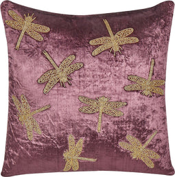 DAYLILY - Sierkussen - Paars - 45 x 45 cm - Fluweel