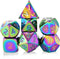 Dobbelst.Set - Metaal - 7-delige D4/D6/D8/D10/D10-00/D12/D20 - Regenboog