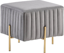 DAYTON - Poef - Lichtgrijs - Fluweel