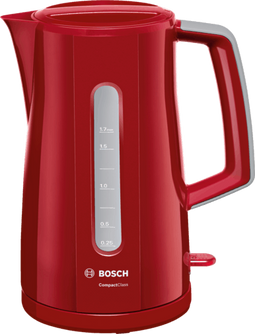 Bosch TWK3A014 - Waterkoker - 1,7L - 2400W - Kunststof/RVS - Snoerloos - 360 graden draaibaar - Automatische uitschakeling - Droogkookbeveiliging