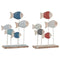 Decoratieve figuren Home ESPRIT Blauw Wit Rood Vissen 17 x 6 x 25 cm (2 Stuks)