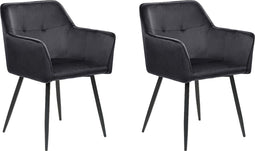 JASMIN - Eetkamerstoel set van 2 - Zwart - Fluweel