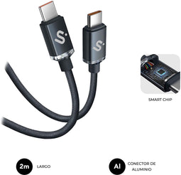 SUBBLIM SUBCAB-C06002 - USB-kabel USB 2.0 - 2 m USB C - Zwart