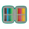 Driedubbele Pennenzak Real Betis Balompié Aquamarijn 12,5 x 19,5 x 5,5 cm 37 Onderdelen