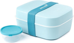 Amuse Lunchbox 3-in-1 - Brooddoos - met Rekker en Sauspotje - Microgolfoven Veilig - Vaatwasser en Diepvries Bestendig - Blauw
