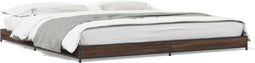 vidaXL - Bedframe - bewerkt - hout - metaal - bruin - eikenkleur - 160x200 - cm