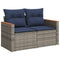 Tuinbank 2-zits met kussens poly rattan grijs