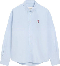 AMI Paris Ciel - Herenoverhemd - Button-down kraag - Lichtblauw - Maat XL