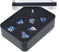 HOT Games Dobbelst.Set Metaal Draak - 7-delige polyhedral dice set - Glanzend silver met blauwe details
