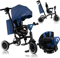 Lionelo Tris Plus - Driewieler - 2-in-1 - 360° draaibare zitting - Blue Denim