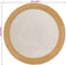 vidaXL - Vloerkleed - rond - gevlochten - 150 - cm - jute - en - katoen - wit - en - naturel
