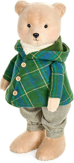 Beer decoratie - tartan - 38 cm hoog met gebreide jas en rok