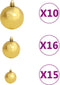 vidaXL - 120-delige - Kerstballenset - met - piek - en - 300 - LED's - goud - en - brons