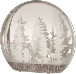 J-Line decoratie stolp bomen + figuren - acryl - wit - large - LED lichtjes