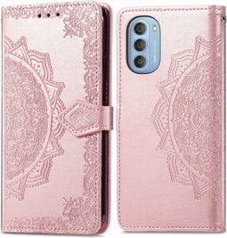 iMoshion Hoesje Geschikt voor Motorola Moto G51 Hoesje Met Pasjeshouder - iMoshion Mandala Bookcase - Rosé Goud
