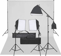 vidaXL - Fotostudioset - met - verlichtingsset - en - achtergrond
