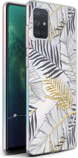 iMoshion Hoesje Geschikt voor Samsung Galaxy A71 Hoesje Siliconen - iMoshion Design hoesje - Meerkleurig / Zwart / Goud / Glamour Botanic